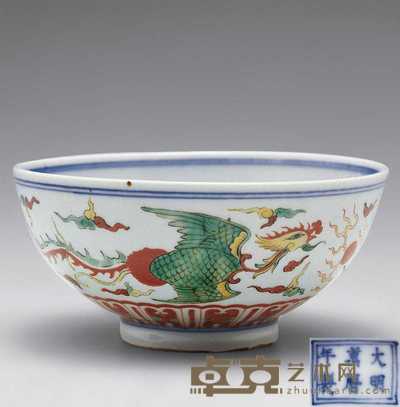 明万历 五彩龙凤碗 直径14cm；高6cm